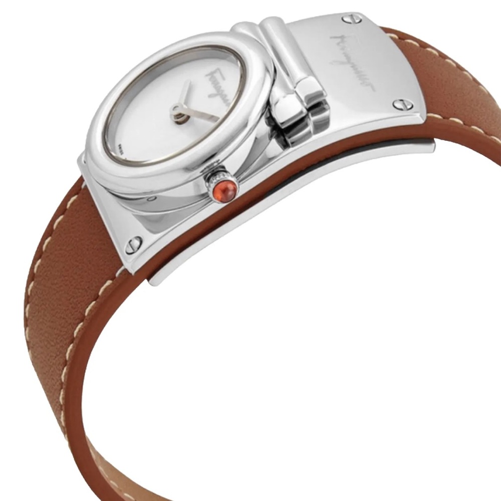 Salvatore Ferragamo WATCH BOXYS BROWN LEATHER NEW WITH BOX - Picture 2 of 10